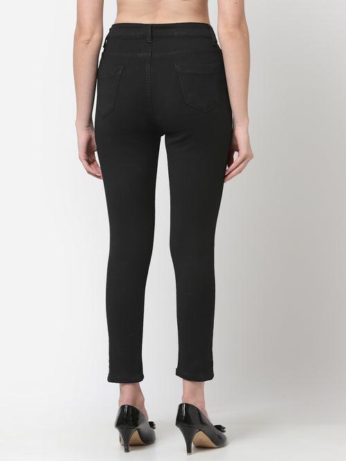 Women Black Solid Stretchable Skinny Fit Jeans