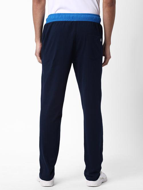 Cotstyle Men's Super Combed Cotton Slim-Fit Track Pants with Side Pocket, Colour Navy-Style no.TP1100