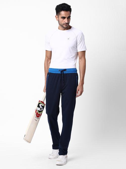 Cotstyle Men's Super Combed Cotton Slim-Fit Track Pants with Side Pocket, Colour Navy-Style no.TP1100