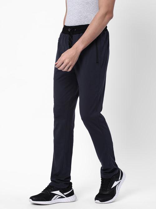 Cotstyle Men's Super Combed Cotton Slim-Fit Track Pants with Side Pocket, Colour Dark Grey-Style no.TP1100