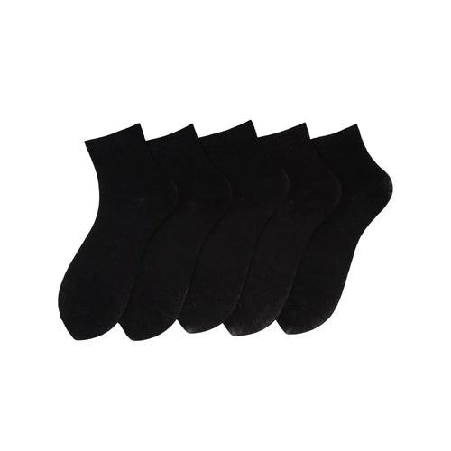 Young Wings Men's Black Colour Cotton Fabric Solid Ankle Length Socks - Pack of 5, Style no. M1-224