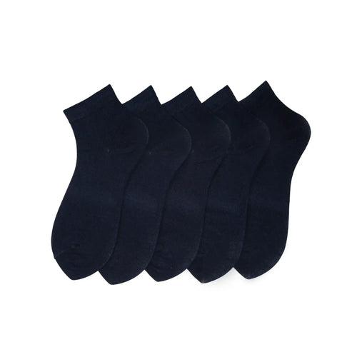 Young Wings Men's Navy Colour Cotton Fabric Solid Ankle Length Socks - Pack of 5, Style no. M1-224