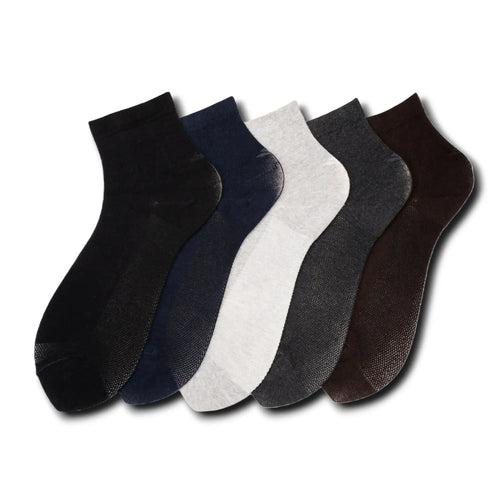 Young Wings Men's Multi Colour Cotton Fabric Solid Ankle Length Socks - Pack of 5, Style no. M1-2143 N