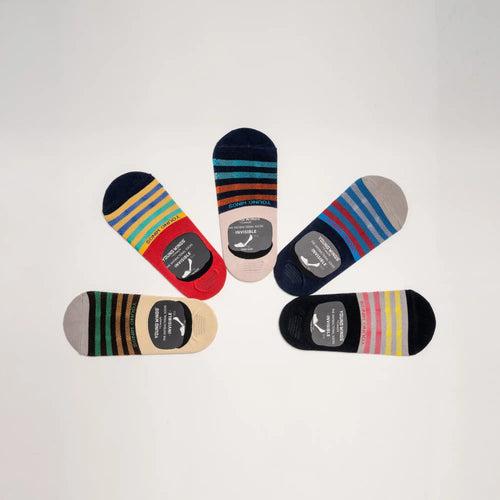 Young Wings Men's Multi Colour Cotton Fabric Design No-Show Socks - Pack of 5, Style no. M1-117 N