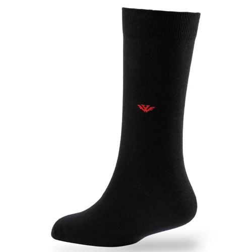 Young Wings Men's Black Colour Cotton Fabric Solid Full Length Socks - Pack of 5, Style no. 3400-M1