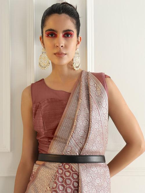 Mauve Kanjeewaram Banarasi Silk Traditional Saree