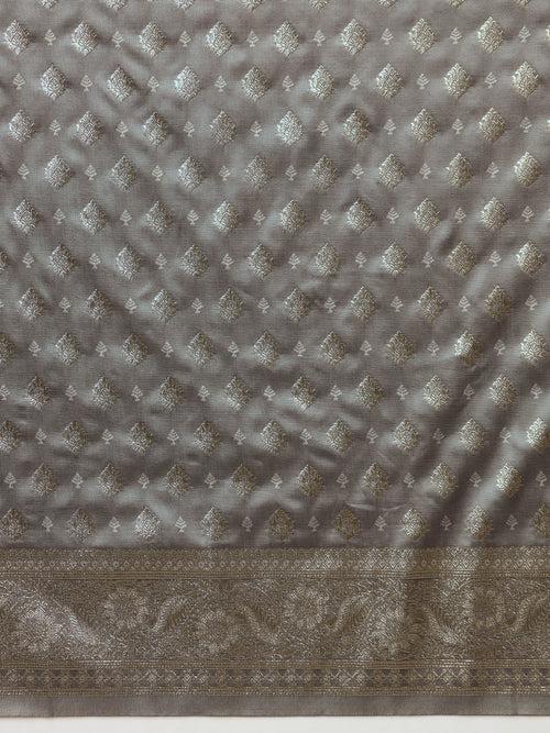 Grey Resham & Zari Woven Traditional Silk Banarasi Saree