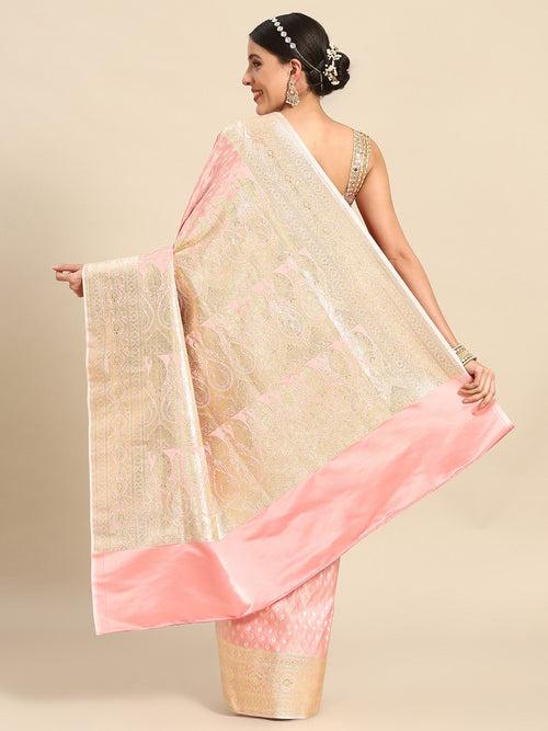 Pastel Pink Kanjeevaram Heavy Silk Traditional Saree
