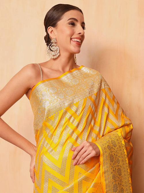 Haldi Yellow Kanjeevaram Banarasi Silk Handwoven Saree