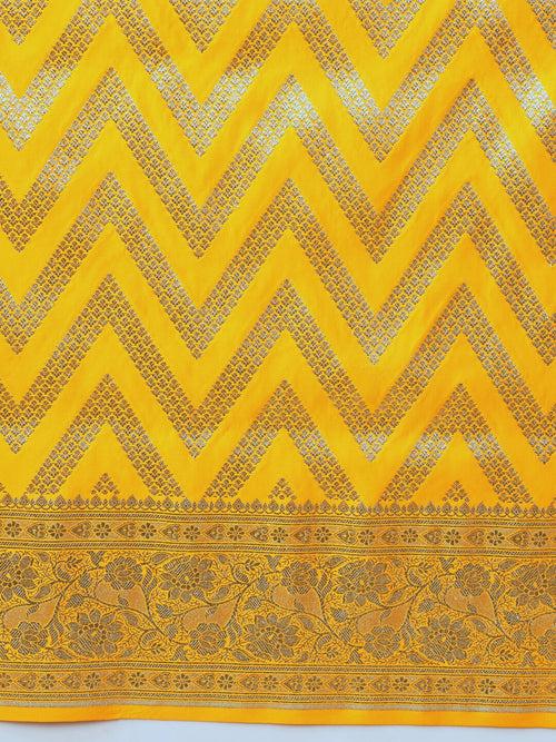 Haldi Yellow Kanjeevaram Banarasi Silk Handwoven Saree