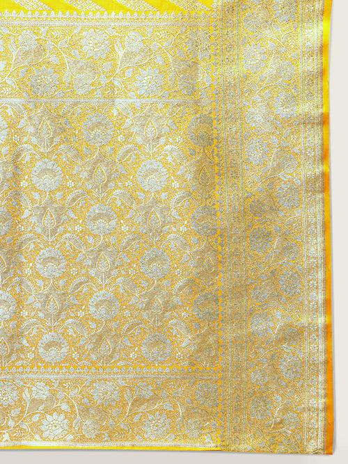 Haldi Yellow Kanjeevaram Banarasi Silk Handwoven Saree