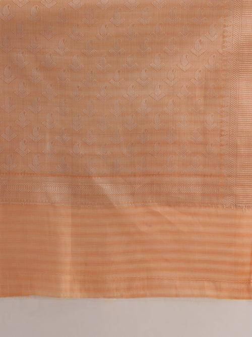 Pastel Chanderi Silk saree with Subtle Zari Geometric patterns