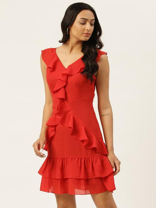 Red Short Frill Dress