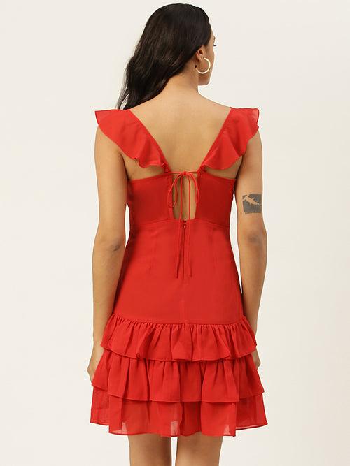 Red Short Frill Dress