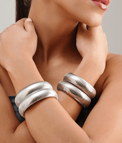 The Amalie Scrunch Silver Bangle