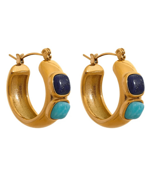 Turq Gold Hoop Earrings