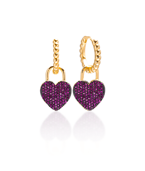 Purple Berry Heart Earrings