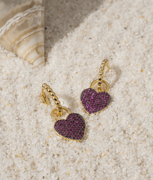 Purple Berry Heart Earrings