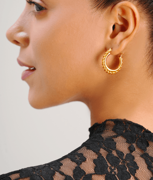 The Double Twist Gold Hoop