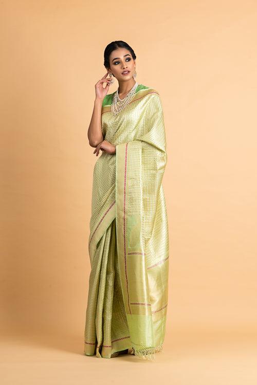 Banarasi Silk Small Bridal Jaal Saree