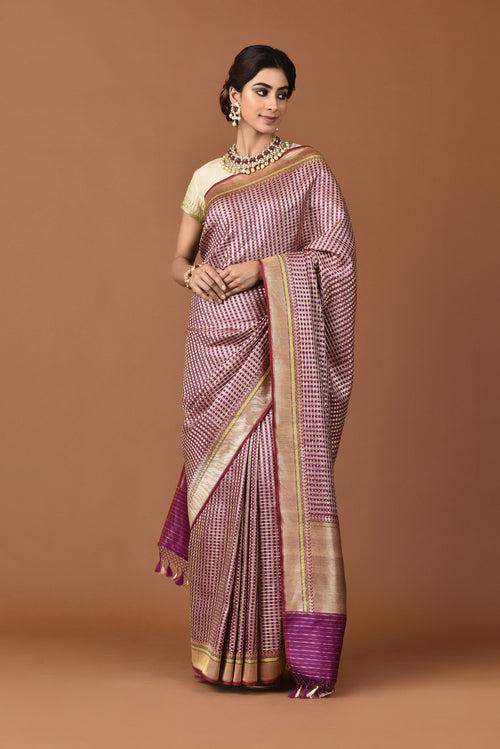 Banarasi Silk Small Bridal Jaal Saree