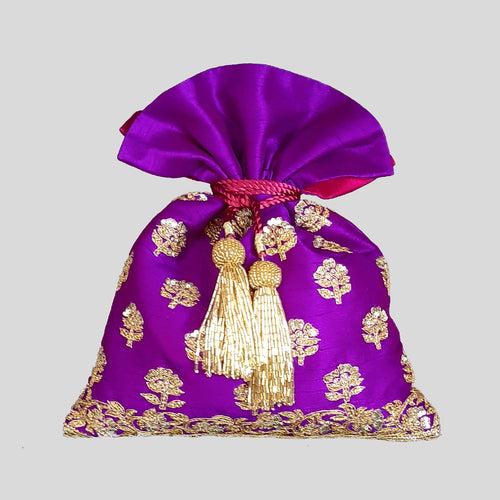 Dupion Silk Traditional Buti Embroidery Potli