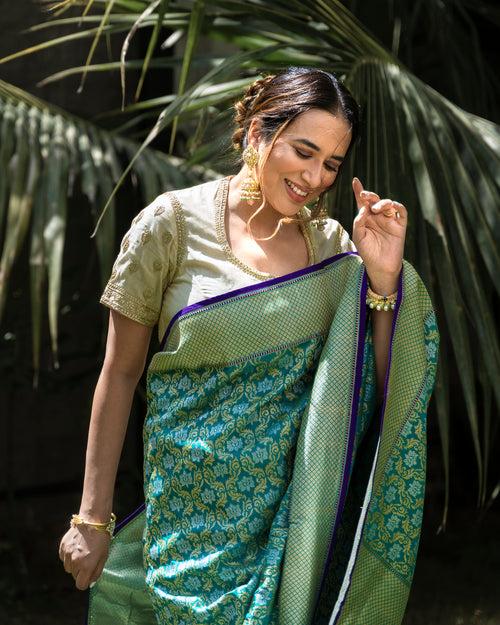 Banarasi Silk Ultakatori Jaal Saree