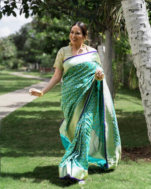 Banarasi Silk Ultakatori Jaal Saree