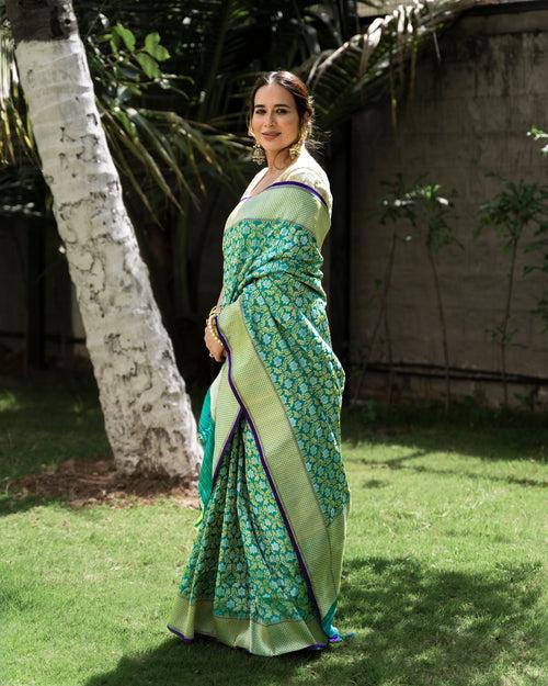 Banarasi Silk Ultakatori Jaal Saree