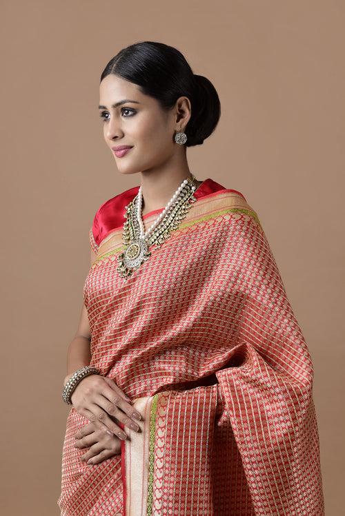 Banarasi Silk Small Bridal Jaal Saree