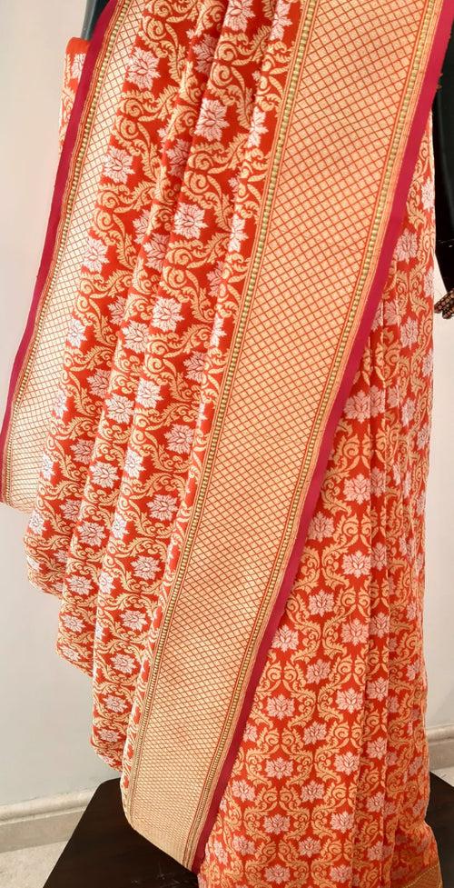 Banarasi Silk Ultakatori Jaal Saree