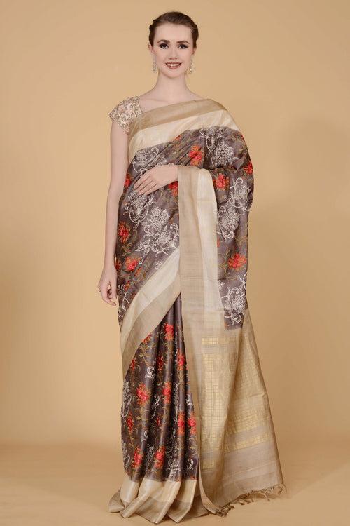 Pale Brown Saree