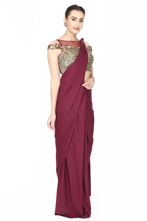 Mulberry drape saree.