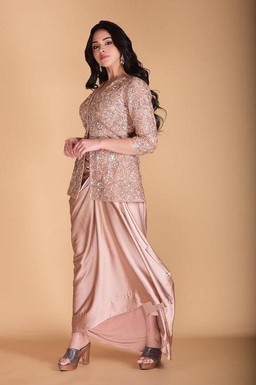 Golden Beige Cape and Dhoti