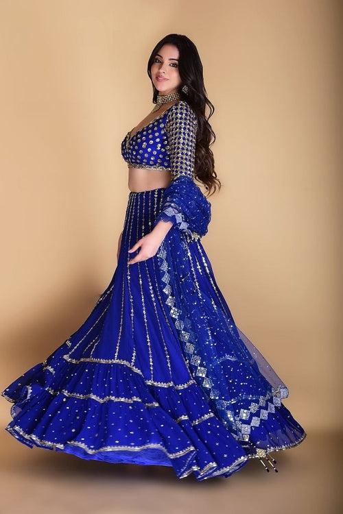 Royal blue Lehenga set.