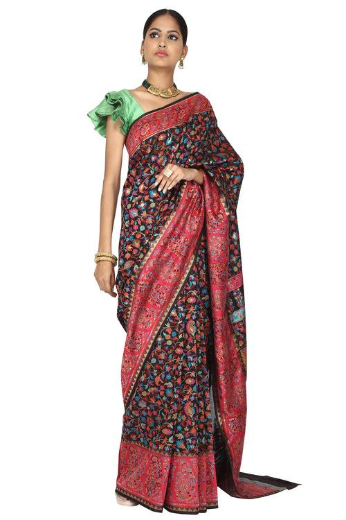 Persian flora handloom saree with blouse piece