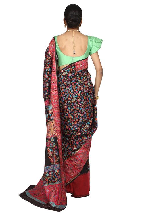 Persian flora handloom saree with blouse piece