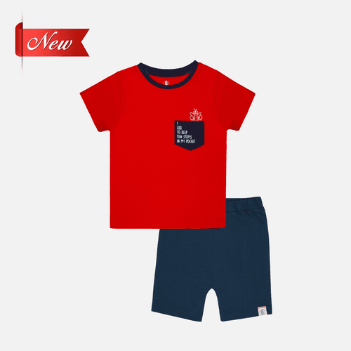 Baby-765 Boys Contrast Pocket Tee Set - Organic Cotton