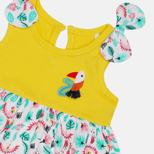 Baby-812 Girl Toucan Knotted Dress - Organic Cotton