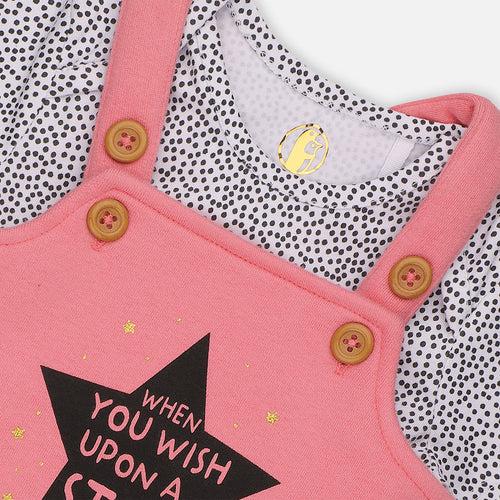 Baby-606 Girls Pink Dungaree Dress Set - Organic cotton