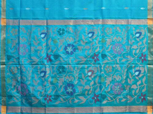 Blue Uppada Silk Handloom Saree with Floral Pallu Design u2216