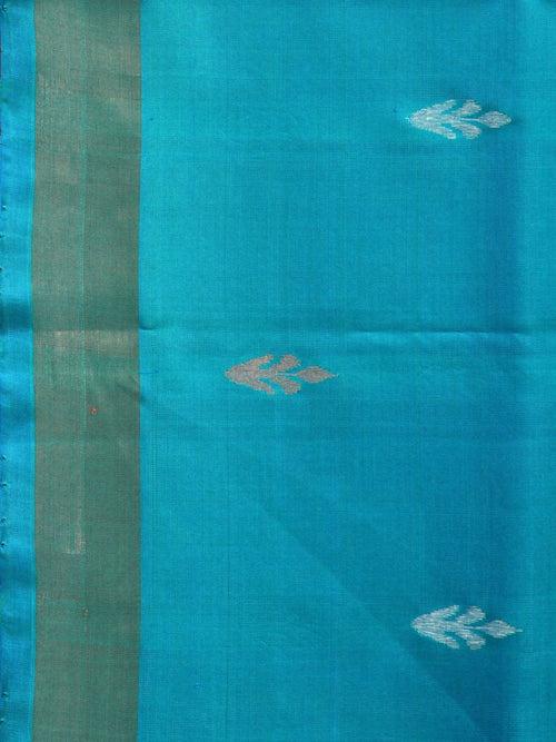 Blue Uppada Silk Handloom Saree with Floral Pallu Design u2216