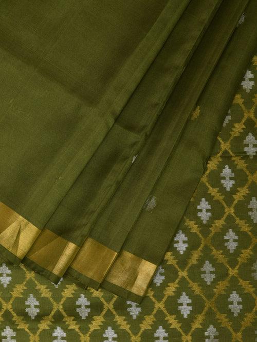 Dark Green Uppada Silk Handloom Saree with Jamdani Pallu Design u2210