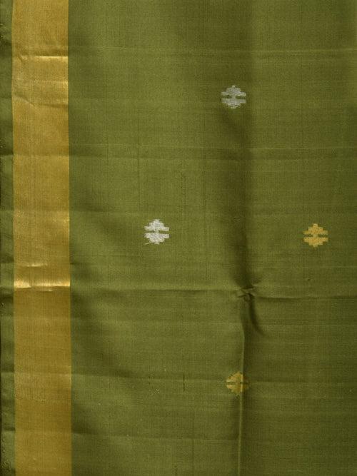 Dark Green Uppada Silk Handloom Saree with Jamdani Pallu Design u2210