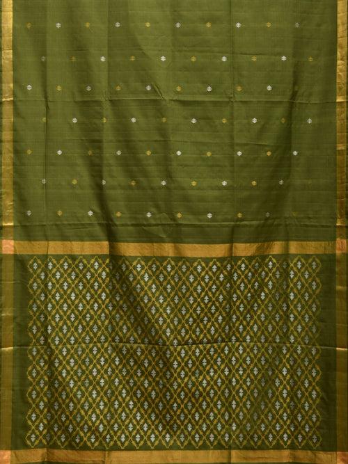 Dark Green Uppada Silk Handloom Saree with Jamdani Pallu Design u2210