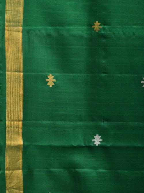 Green Uppada Silk Handloom Saree with Jamdani Pallu Design u2221