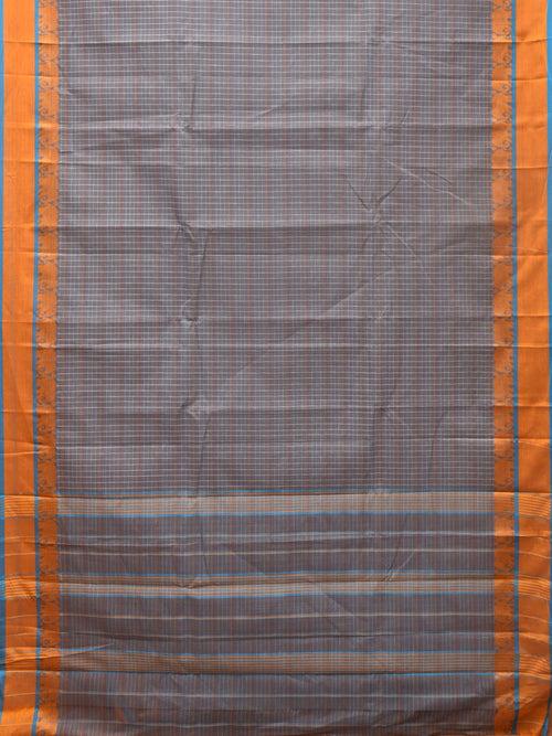 Grey Narayanpet Cotton Handloom Saree with Elephant Border Design No Blouse np0779