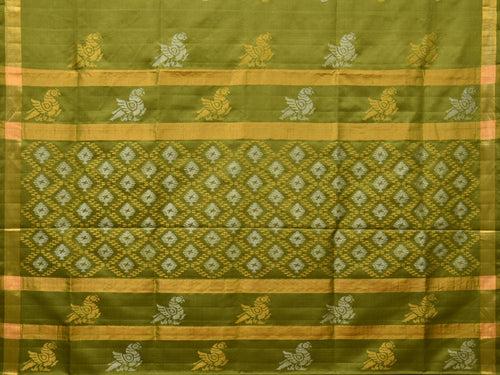 Olive Uppada Silk Handloom Saree with Birds and Jamdani Pallu Design u2152