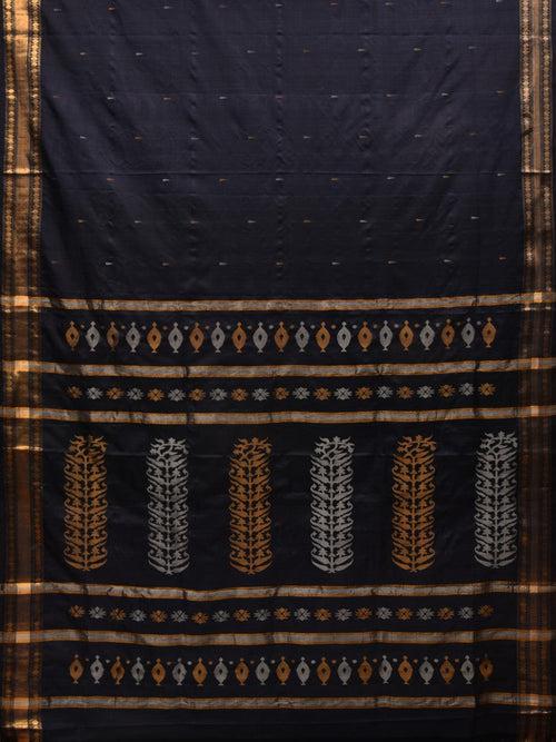 Black Uppada Silk Handloom Saree with Karpur Pallu Design u1890