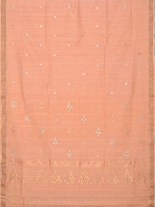 Peach Uppada Cotton Handloom Saree with Pallu Design U1410